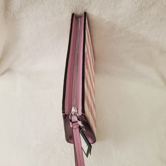 Kate Spade Light Purplish Pink and White Check Print Wristlet - NEW - Picture 4 of 11